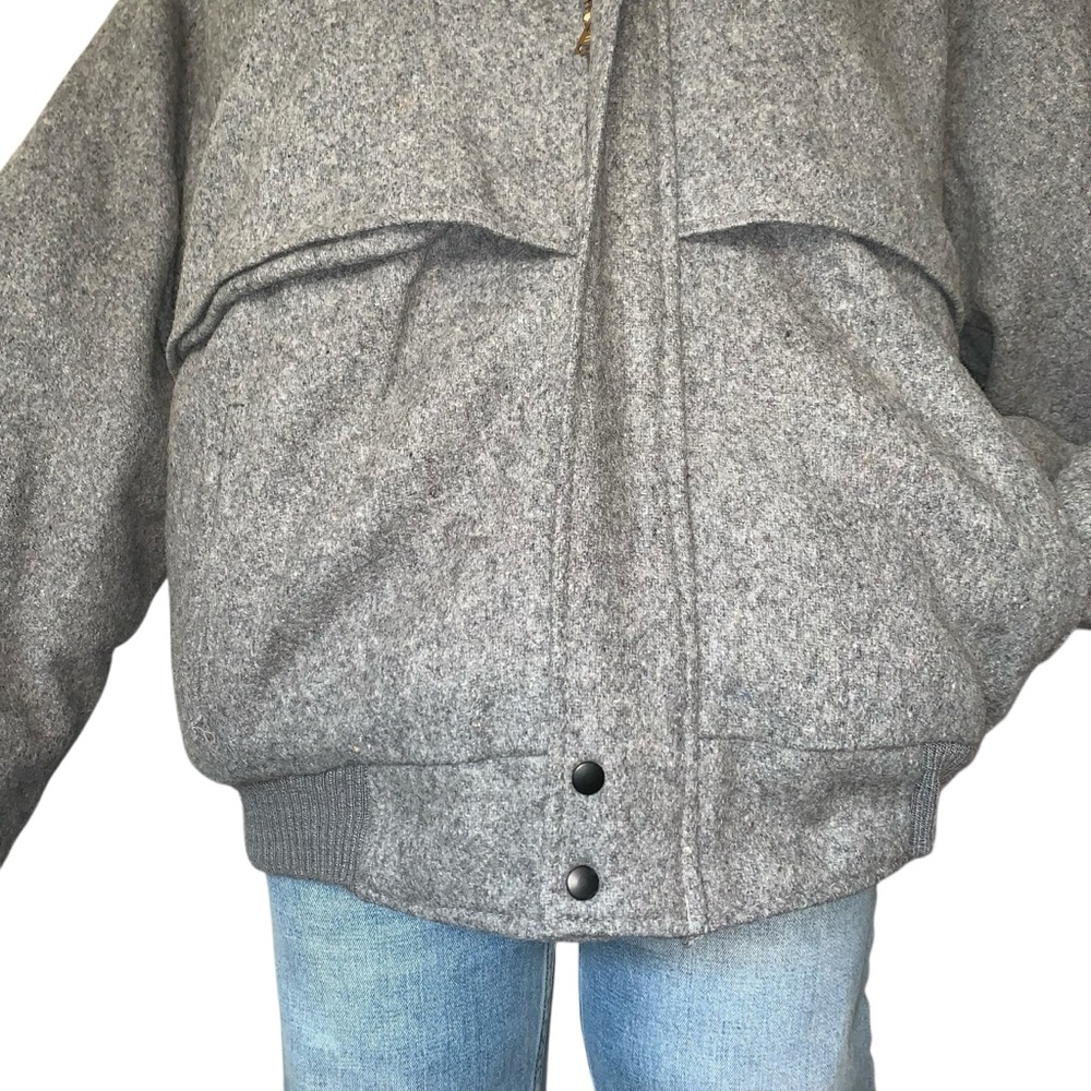 v i n t a g e :: Wool Warm Padded Lined Tweed Bomber Jacket - Picture 6 of 15